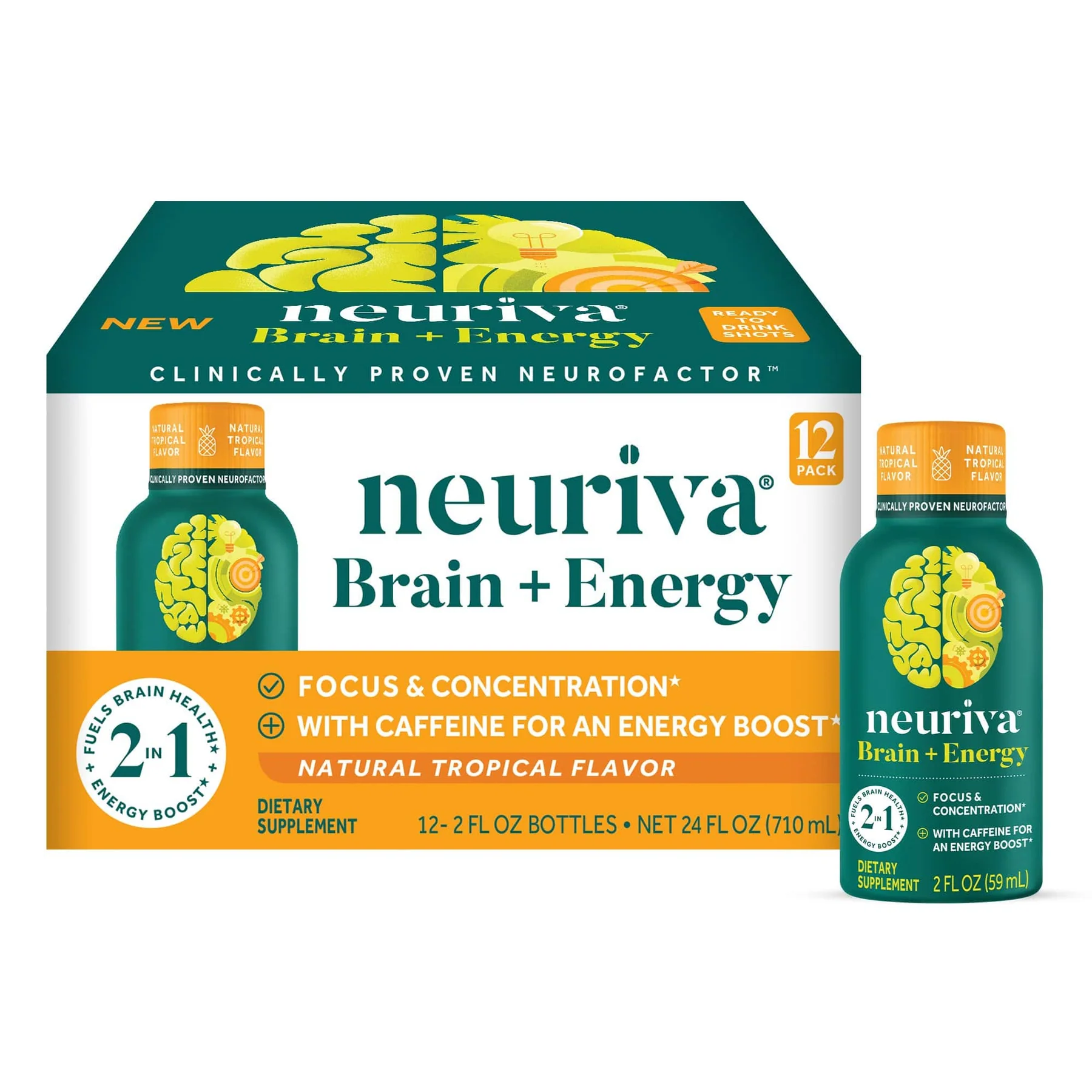 Neuriva Brain + Energy Shots Tropical Flavor